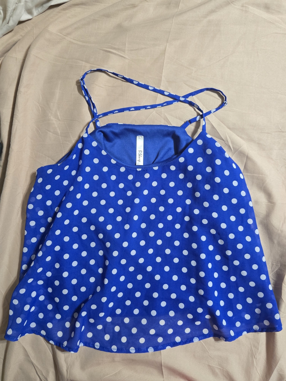Blue Polka Dot Spaghetti Strap Cami